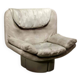 Eye-Catching Italian Grey Leather Lounge Chair by Ammanati & Vitello, 1970s