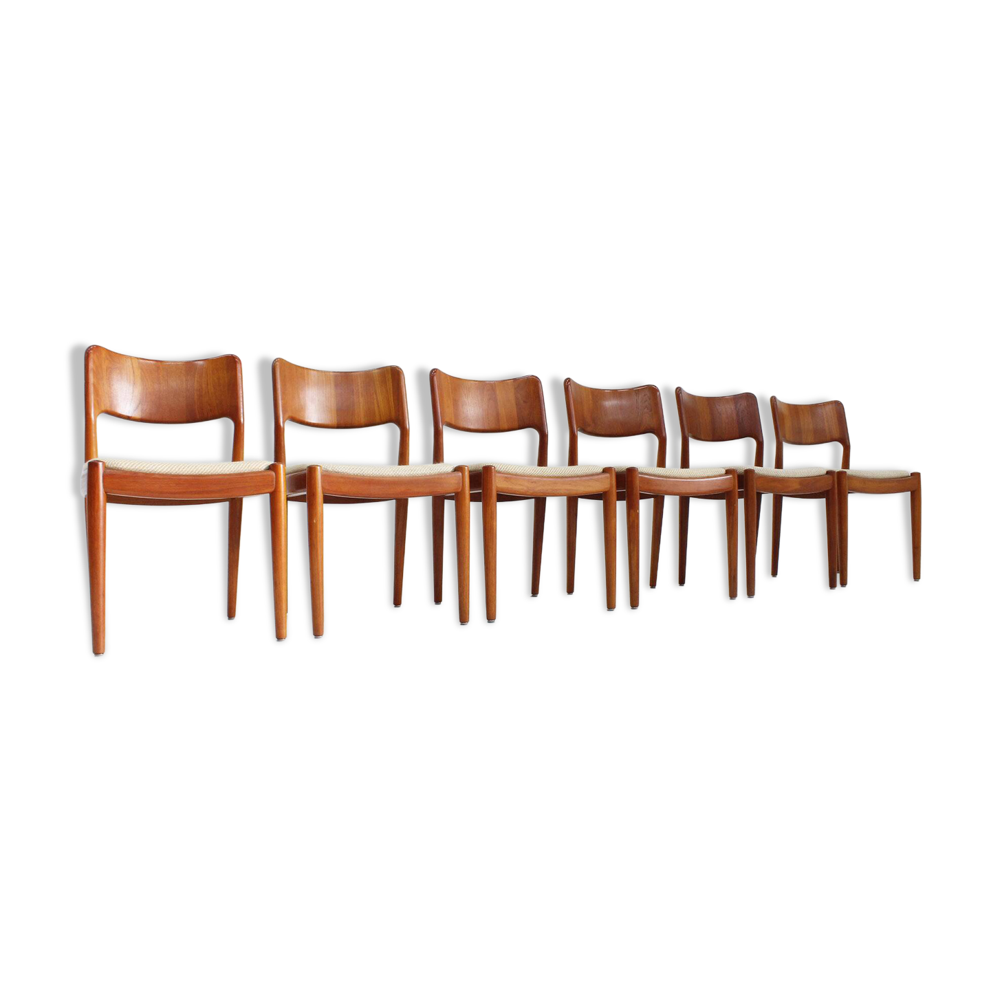 Vintage Danish teak dining chairs by Glostrup, set of 6
