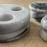 Series of 5 vintage candle holders in Carrara marble