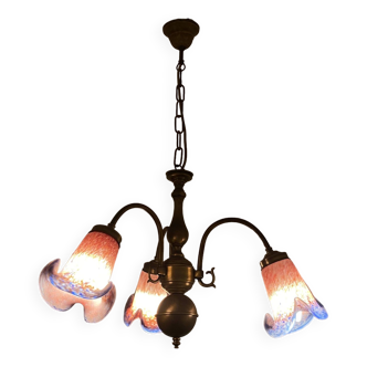 Art deco glass paste chandelier signed "Art de France"