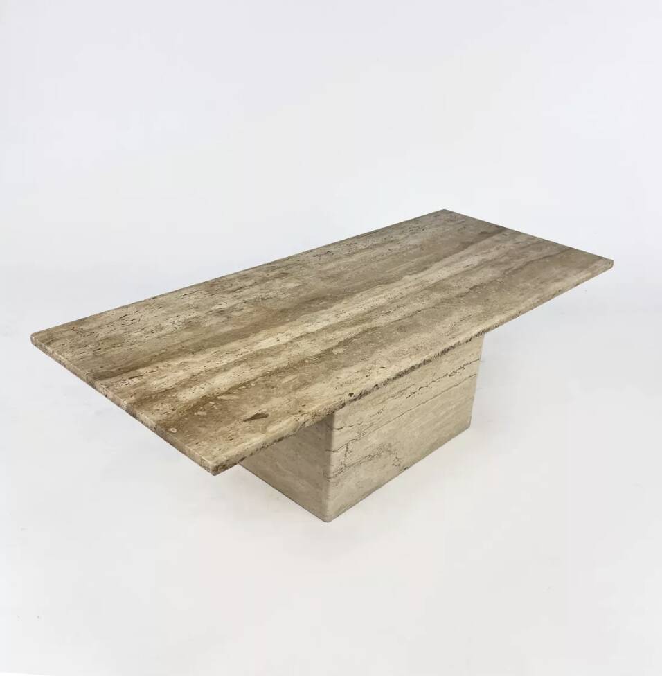 Vintage Travertine Coffee Table, Italy, 1970s