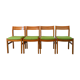 Set of 4 Scandinavian beech wood chairs, green wool, 1960.