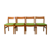 Ensemble de 4 chaises Scandinaves en bois de hêtre, laine verte, 1960