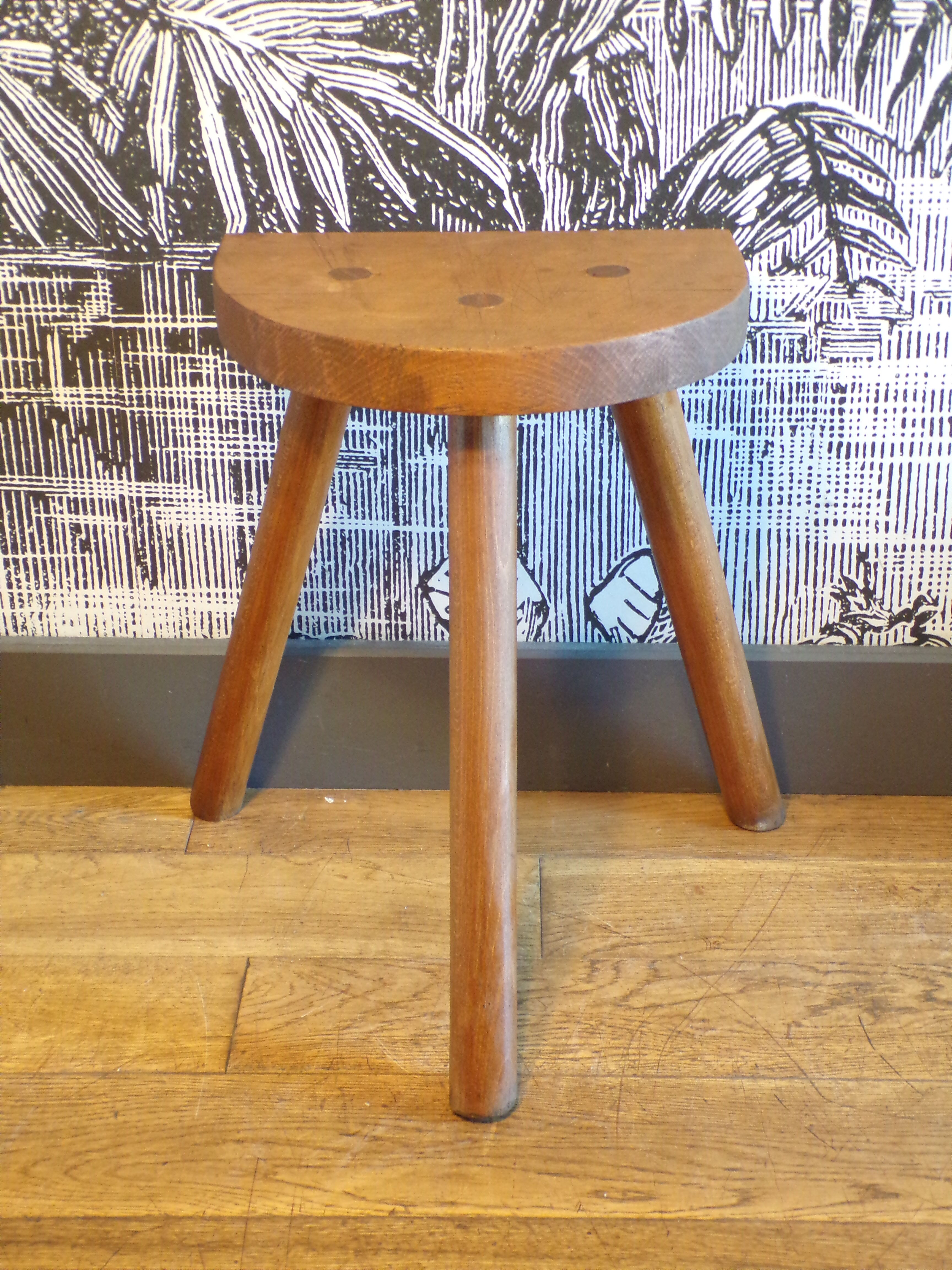 Vintage half-moon farm stool