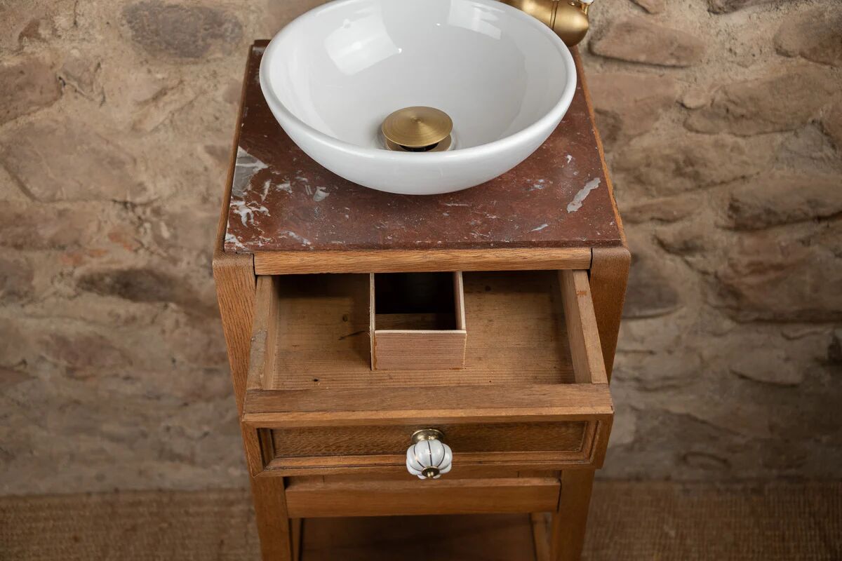 Antique wooden and red marble washstand (Art Deco style)