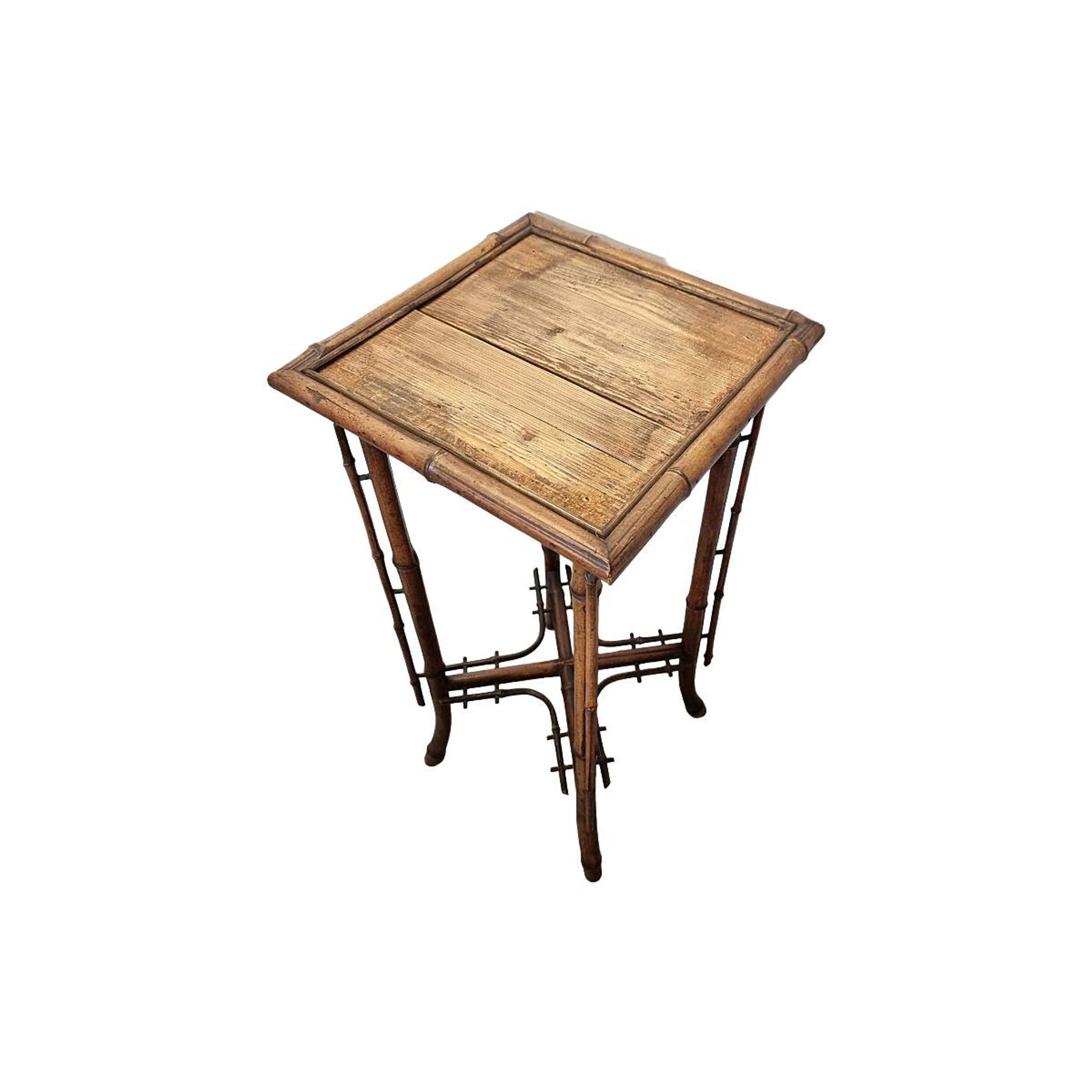 French Bamboo Art Nouveau Plant Table, late 1800s