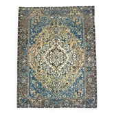 1960s Vintage Persian Handmade Wool Cotton Brown Area Rug 278x354