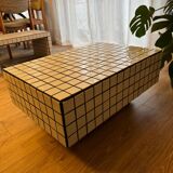 White and black mosaic tile coffee table