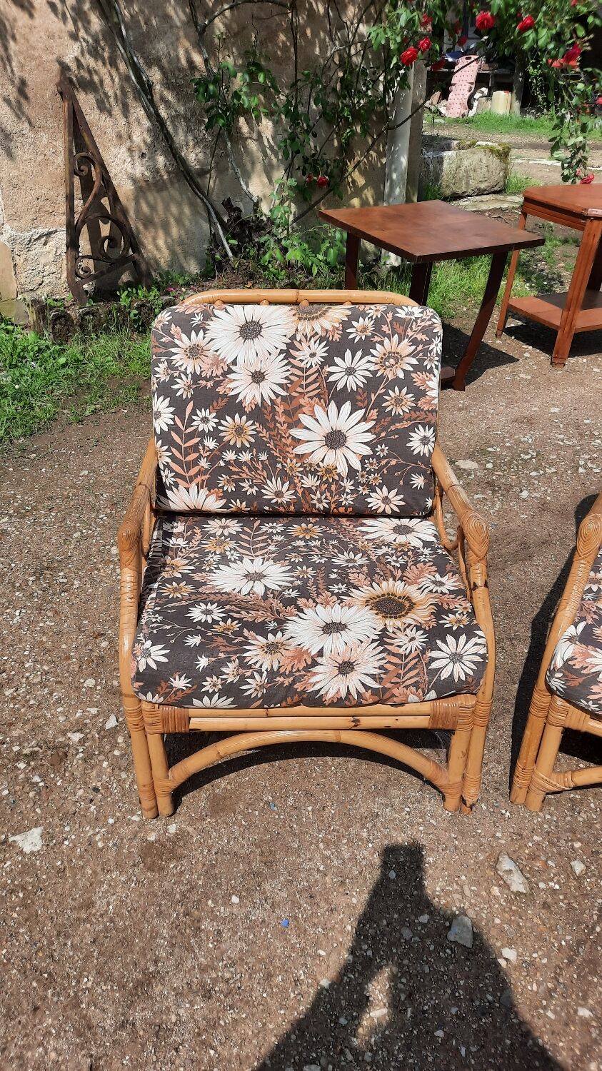 Salon de jardin rotin vintage