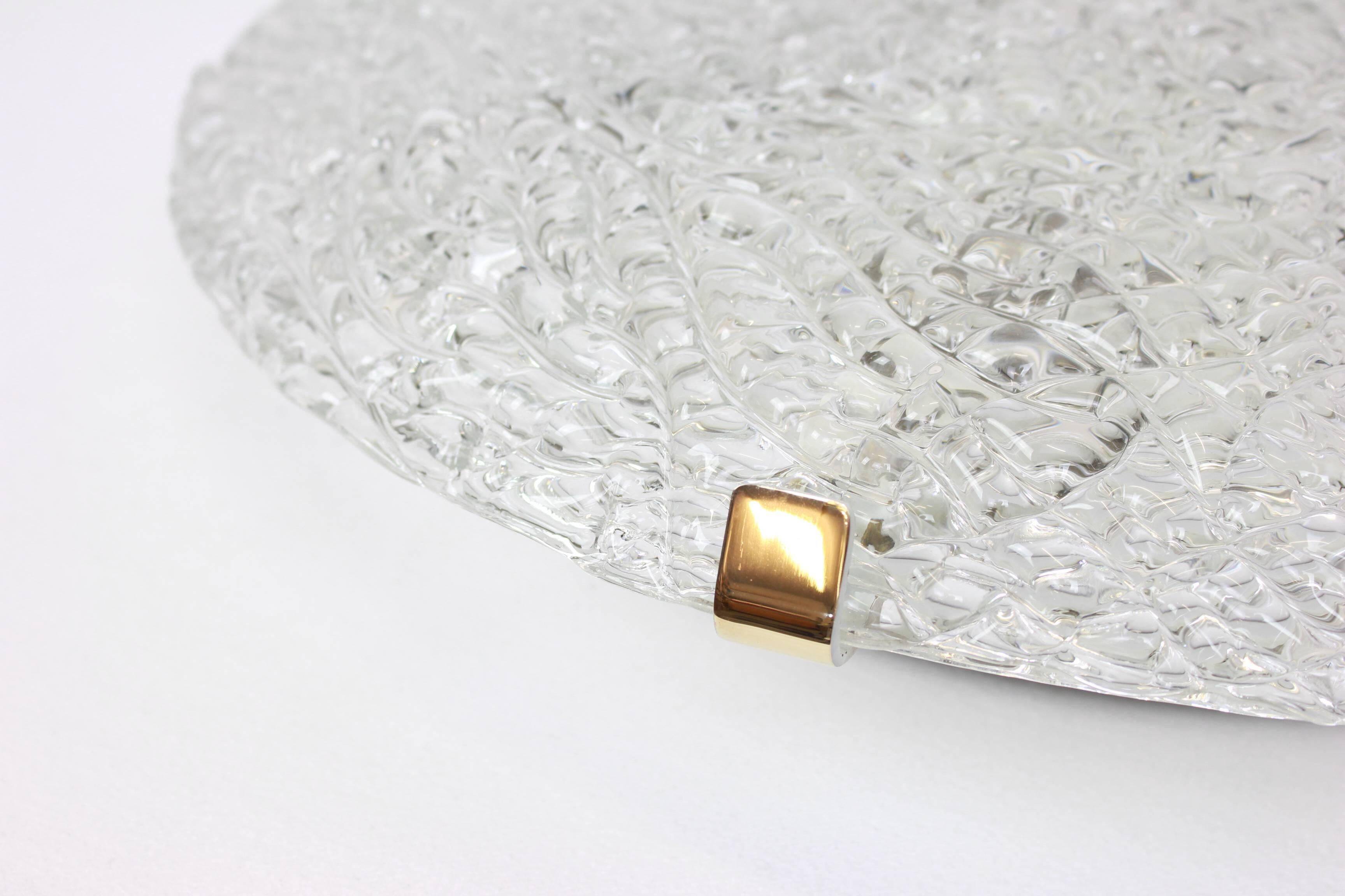 Large ice glass ceiling light by Kalmar, Austria, 1960s.