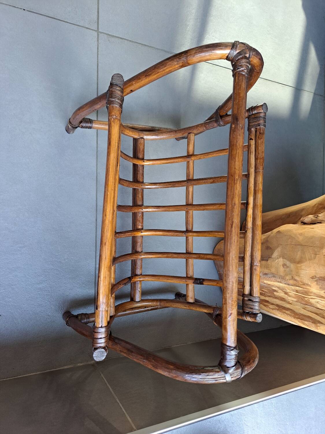 vintage rattan magazine rack