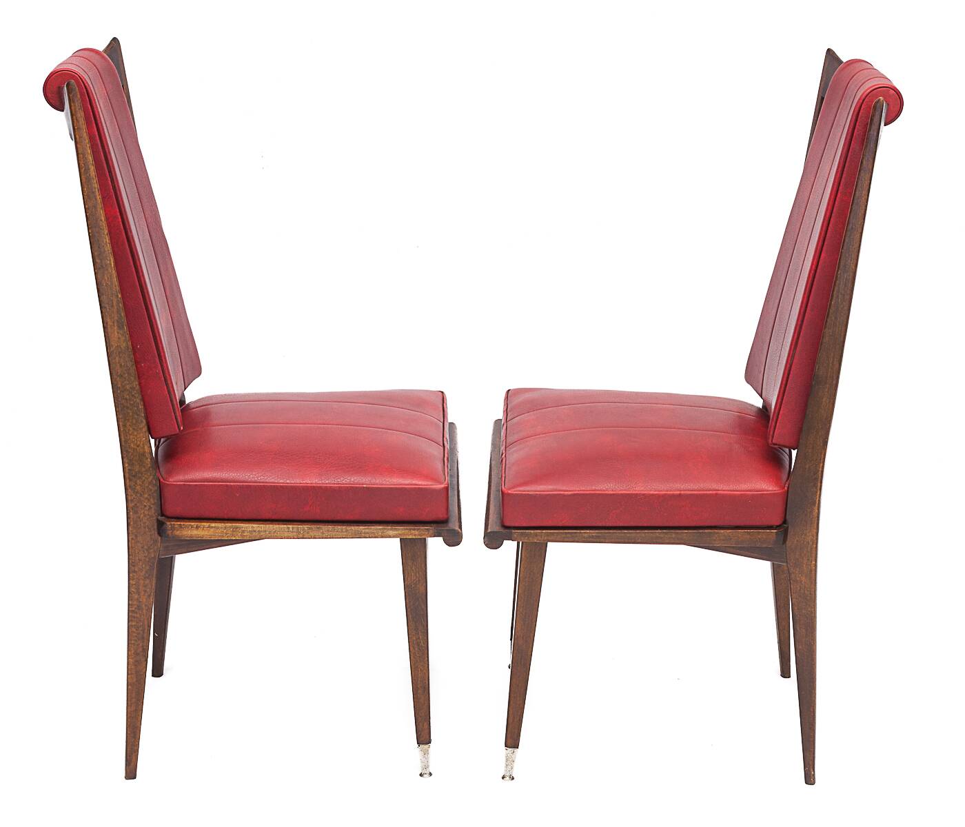 Pair of red Art Deco chairs, 1950