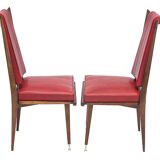 Pair of red Art Deco chairs, 1950