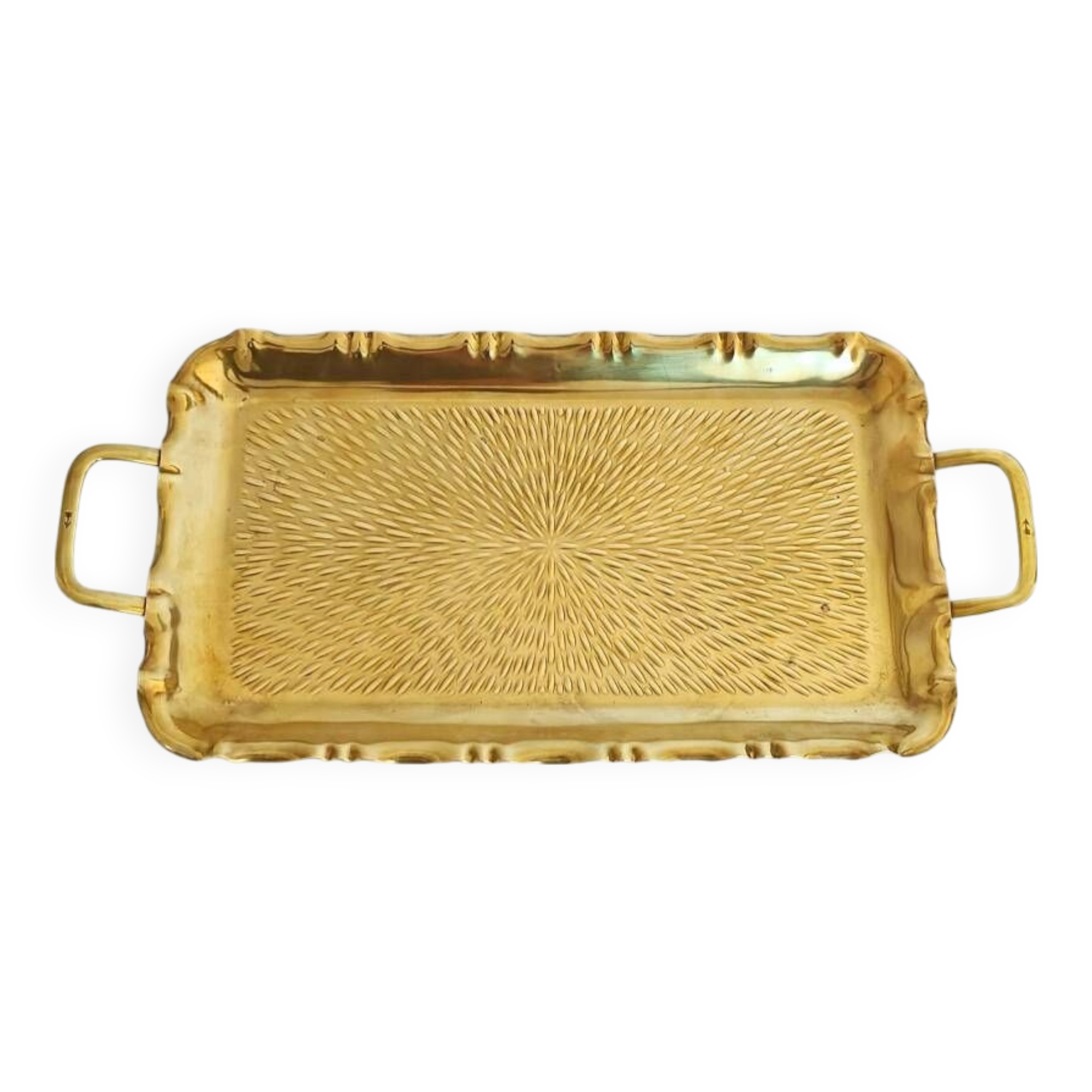 Plateau de service en laiton Art Déco