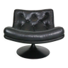 Geoffrey Harcourt Swivel Black Leather Lounge Chair- "F504" for Artifort, 1960's