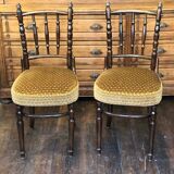 2 velvet seated bistro chairs