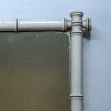 White painted bamboo mirror, vintage bohemian country decor, 50s