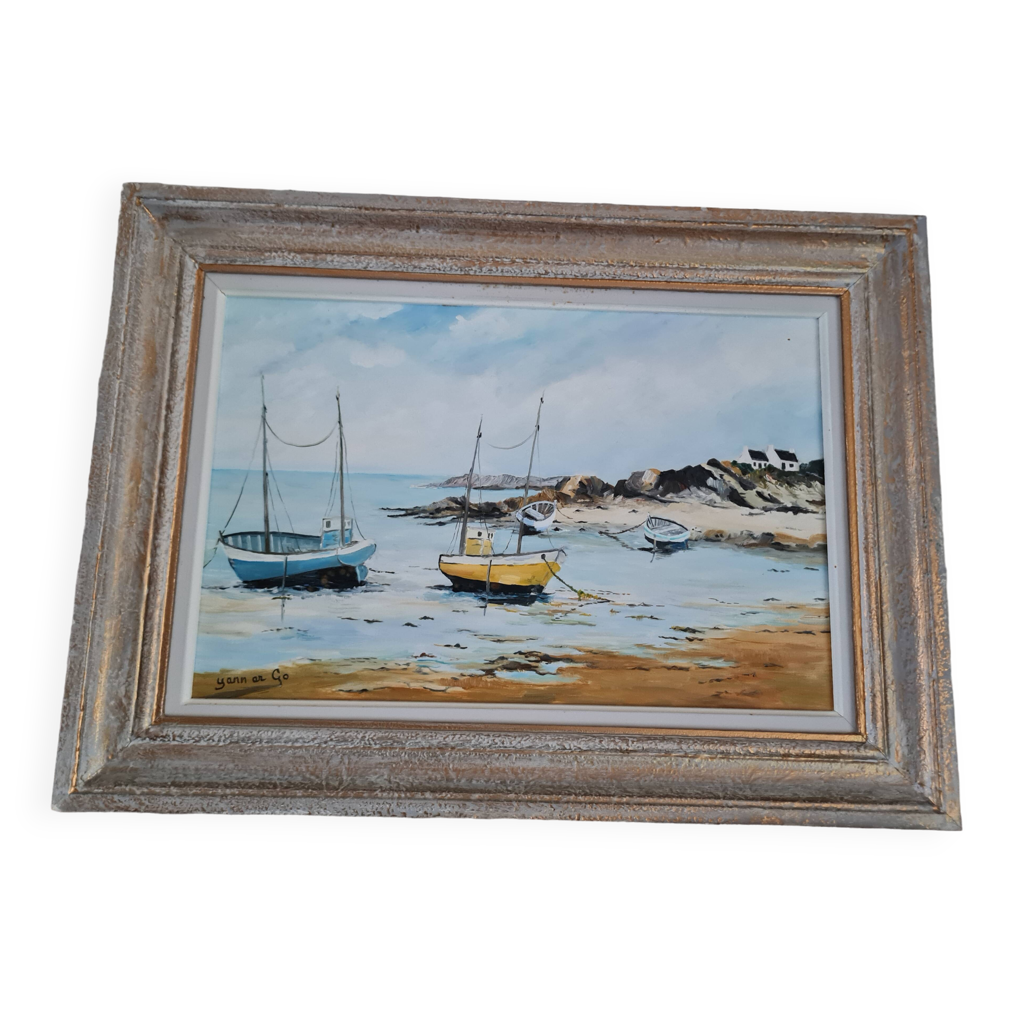Oil painting on canvas Breton seaside landscape