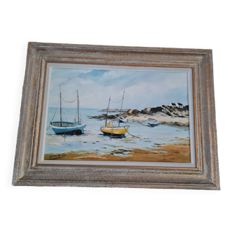 Oil painting on canvas Breton seaside landscape