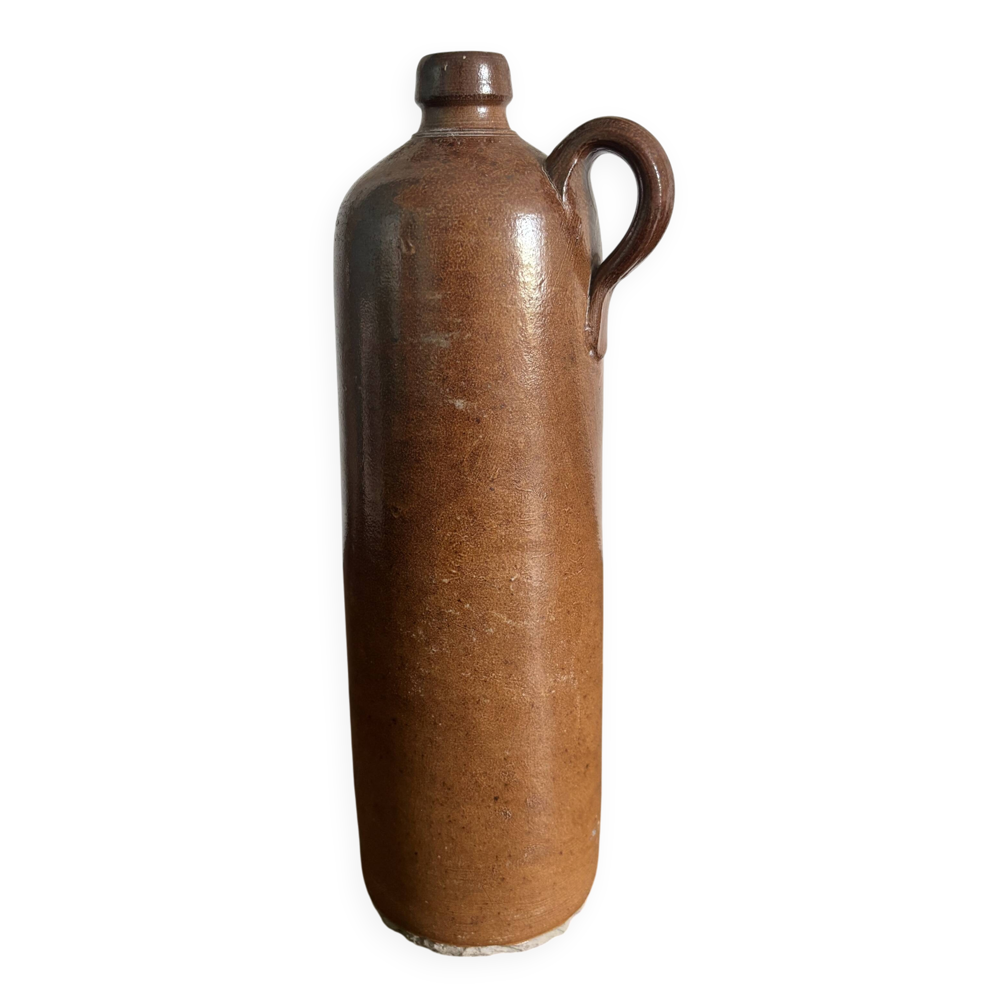 Vintage brown stoneware bottle – Large handled jug