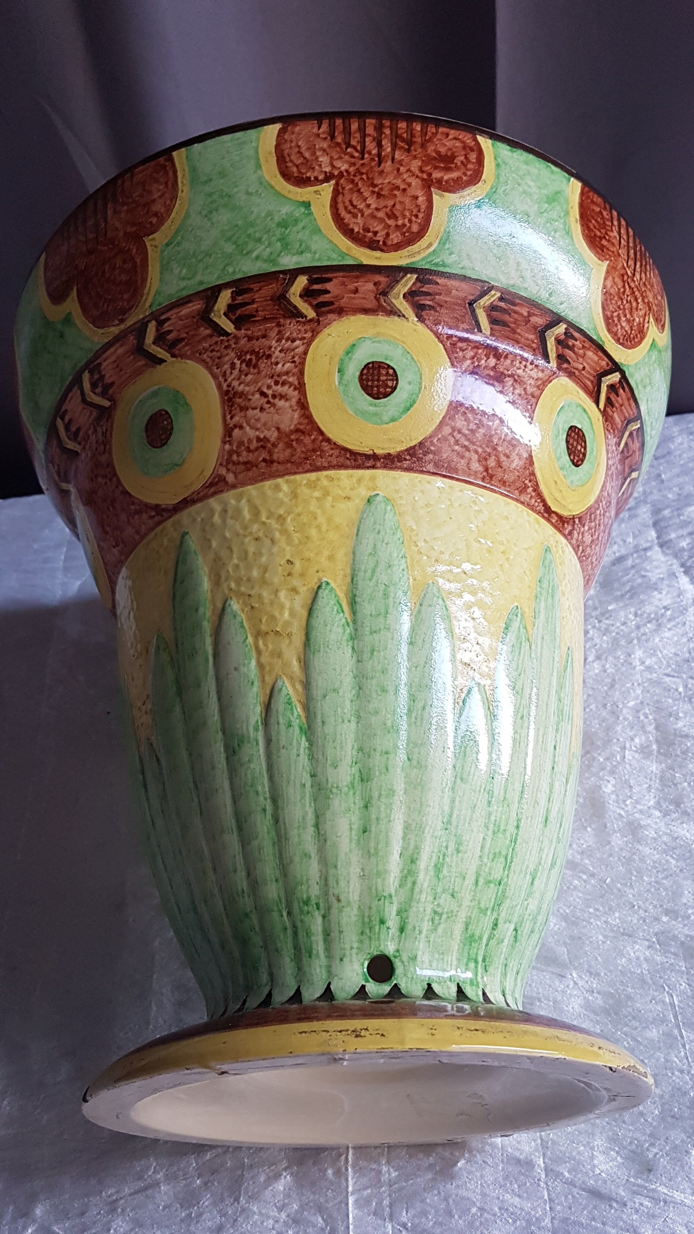 Art-deco vasque lamp in faience