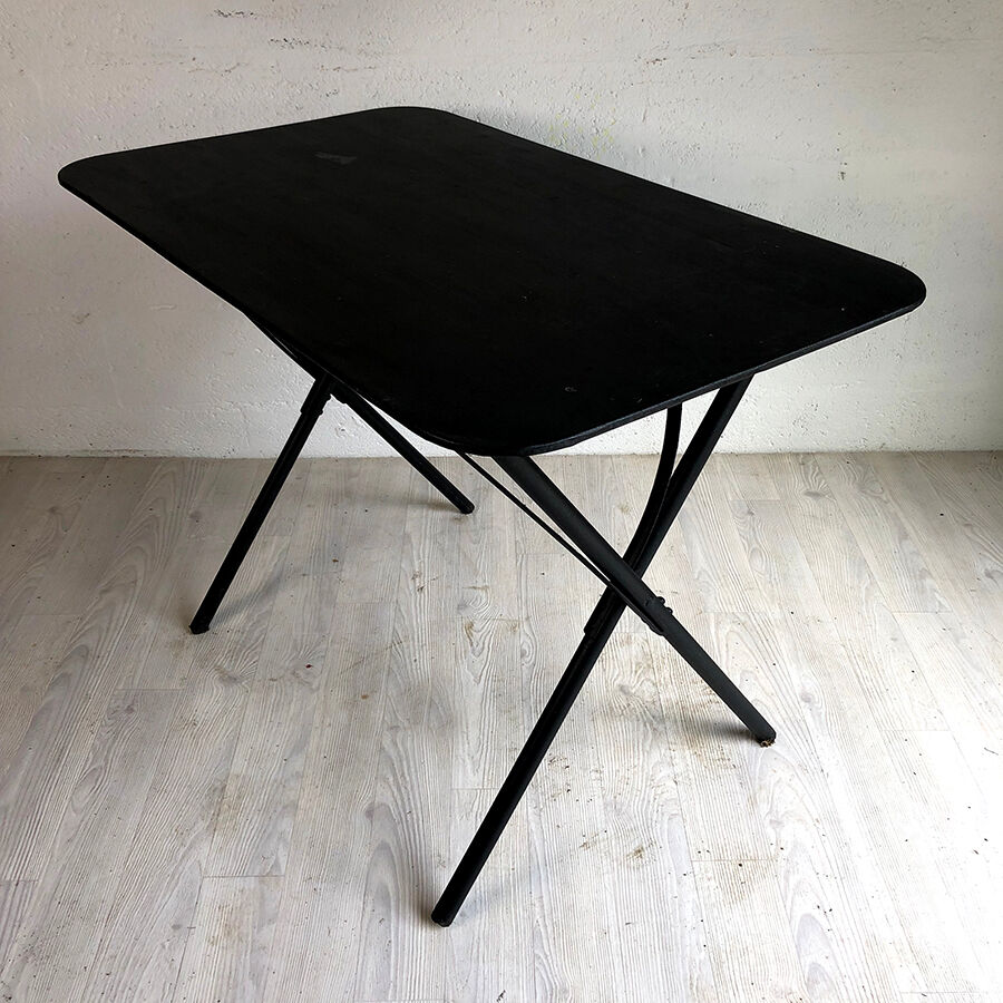 60 ' s folding vintage garden table in black metal