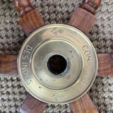 Rudder bar wheel boat in wood and brass "Comptoir des Indes" shelf