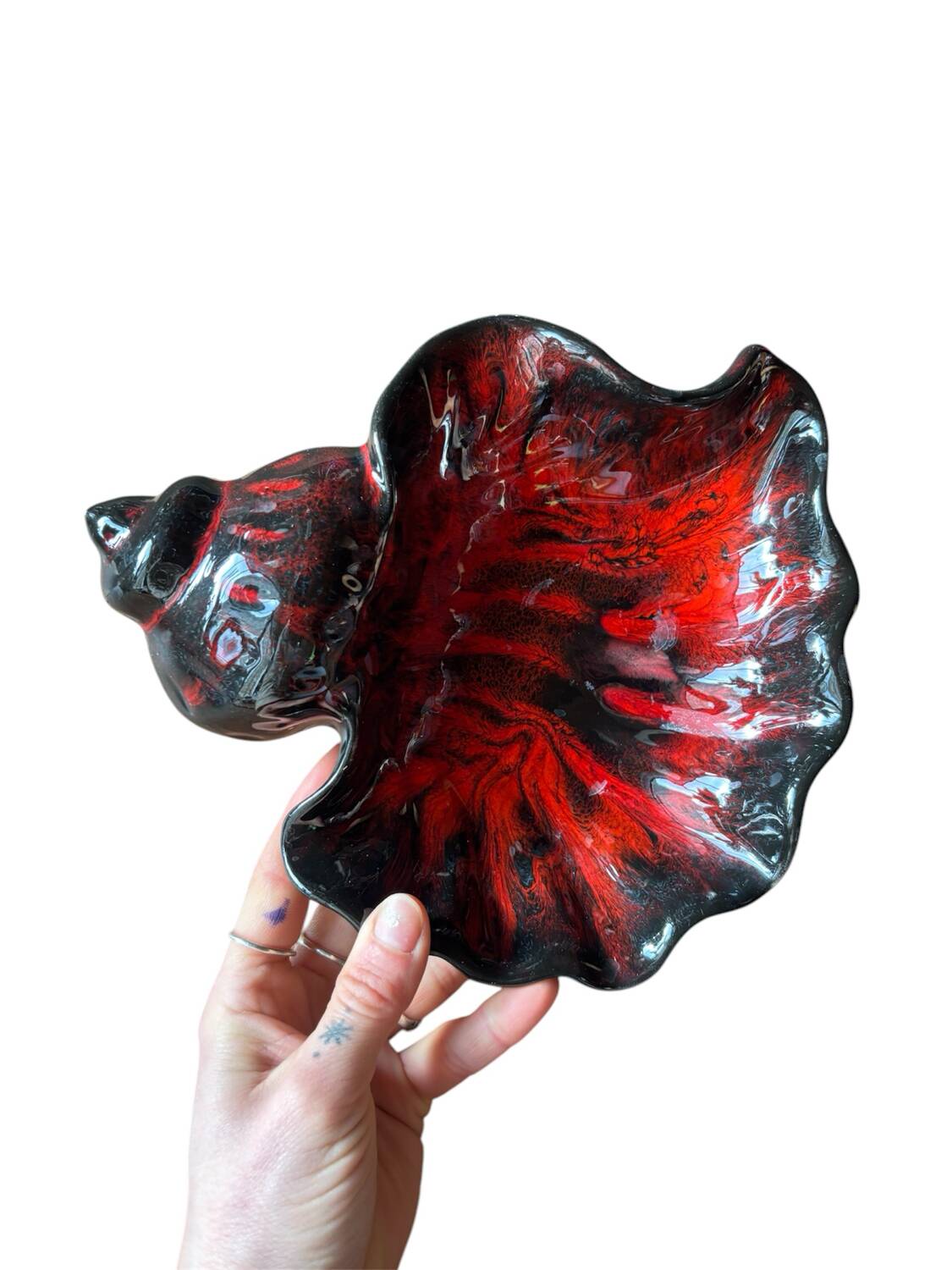 Large vintage seashell trinket tray