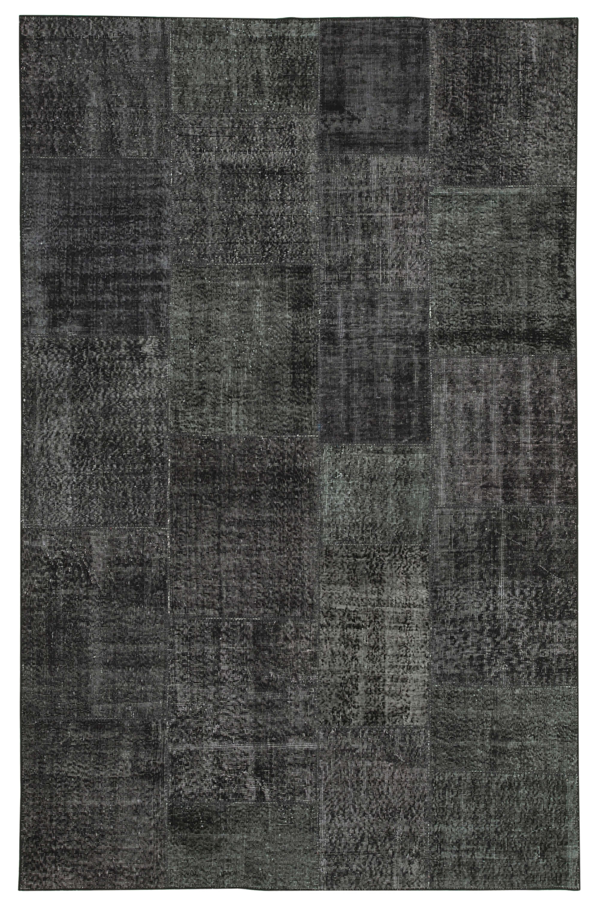 Hand-Knotted Oriental Overdyed 193 cm x 299 cm Black Patchwork Rug