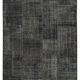 Hand-Knotted Oriental Overdyed 193 cm x 299 cm Black Patchwork Rug