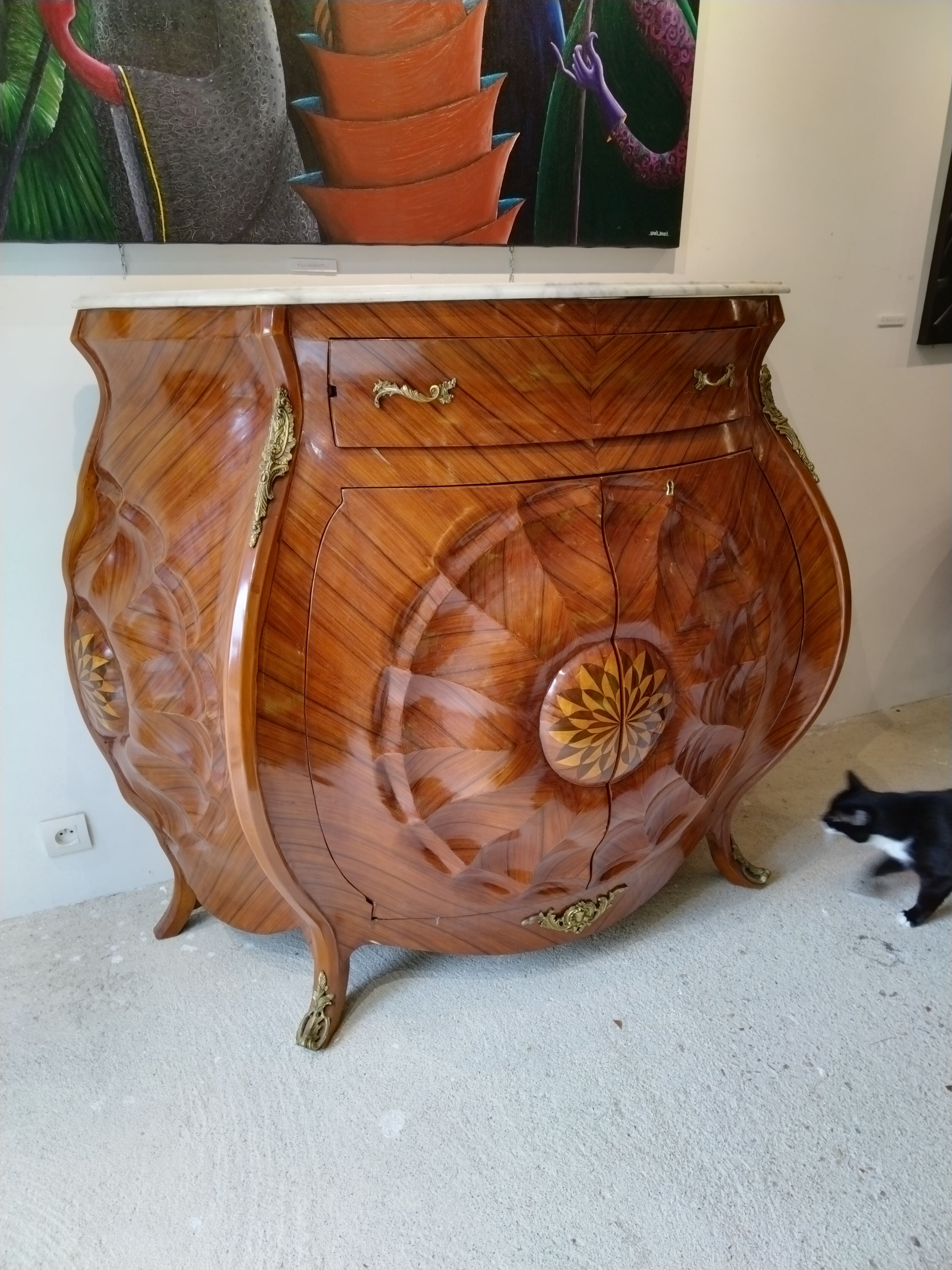 Louis XV style marquetry bar furniture