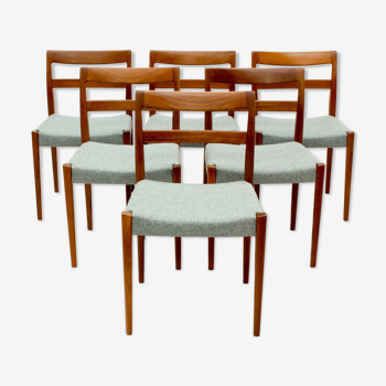 Ensemble de 6 chaises en teck garni par Nils Jonsson pour le fabricant suédois Hugo Troeds