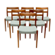 Ensemble de 6 chaises en teck garni par Nils Jonsson pour le fabricant suédois Hugo Troeds