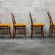 Suite of 4 Czech chairs wood and fabric Yellow "Univerzal" late 60