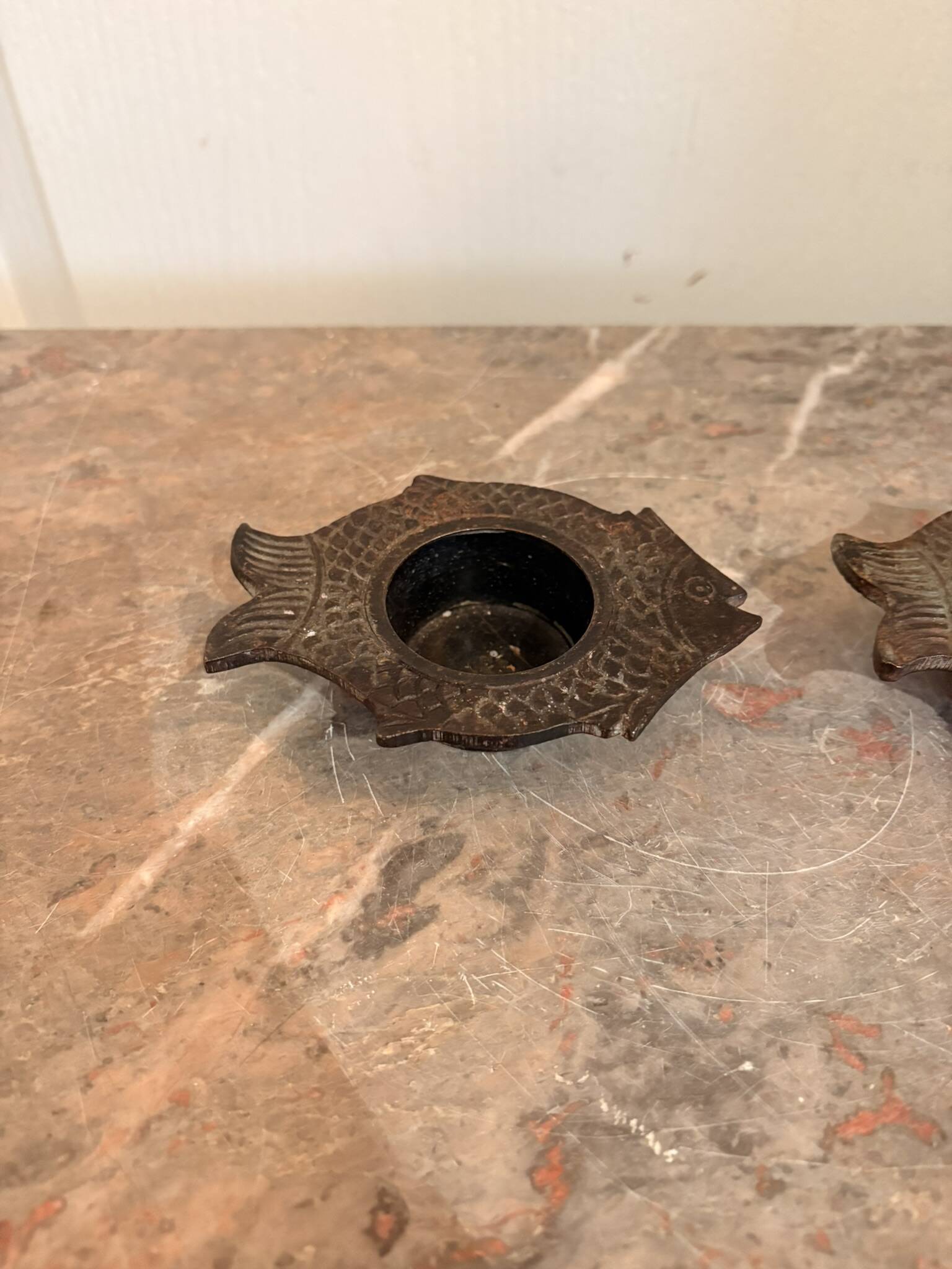 Indian Nepalese Buddhist Bronze Fish Vishnu Candle Holder Lantern