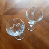 Set of 8 engraved glasses old with liquor or digestive 50s