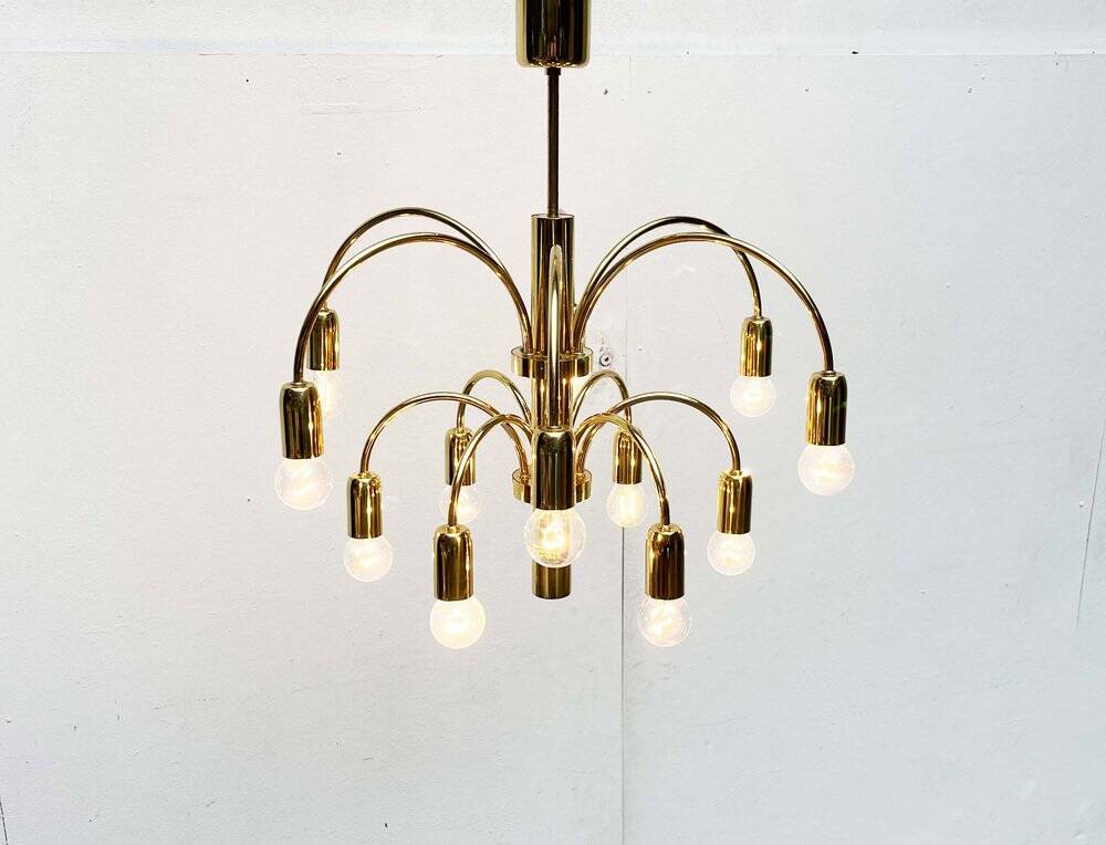 German vintage brass chandelier by Star Leuchten, 1970s.