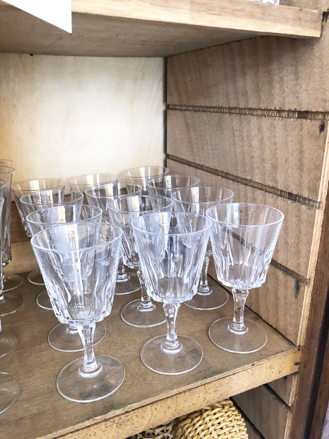 12 cut crystal wine glasses, 1970