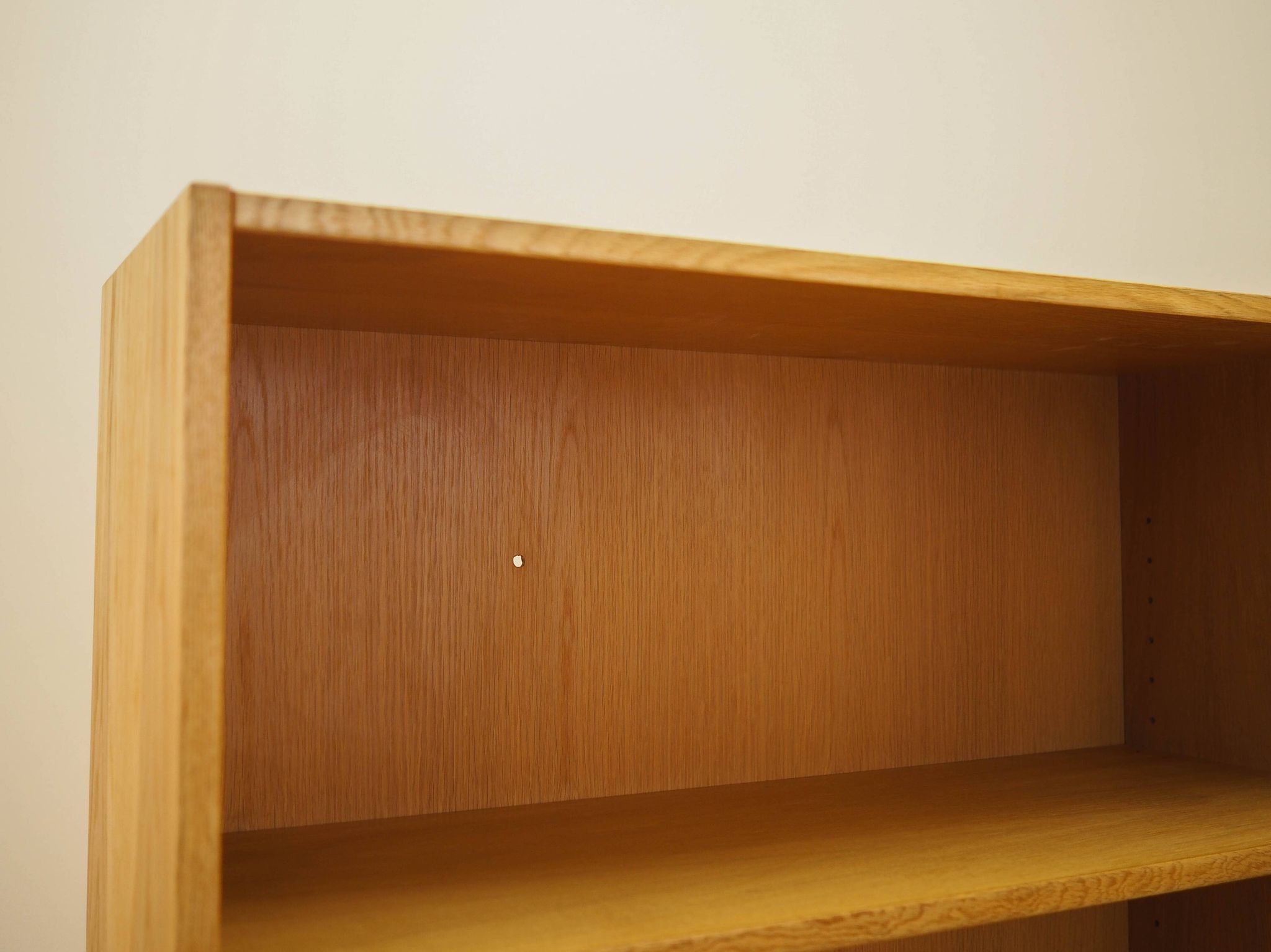 Ash shelving unit on splayed legs, Denmark, 1960s