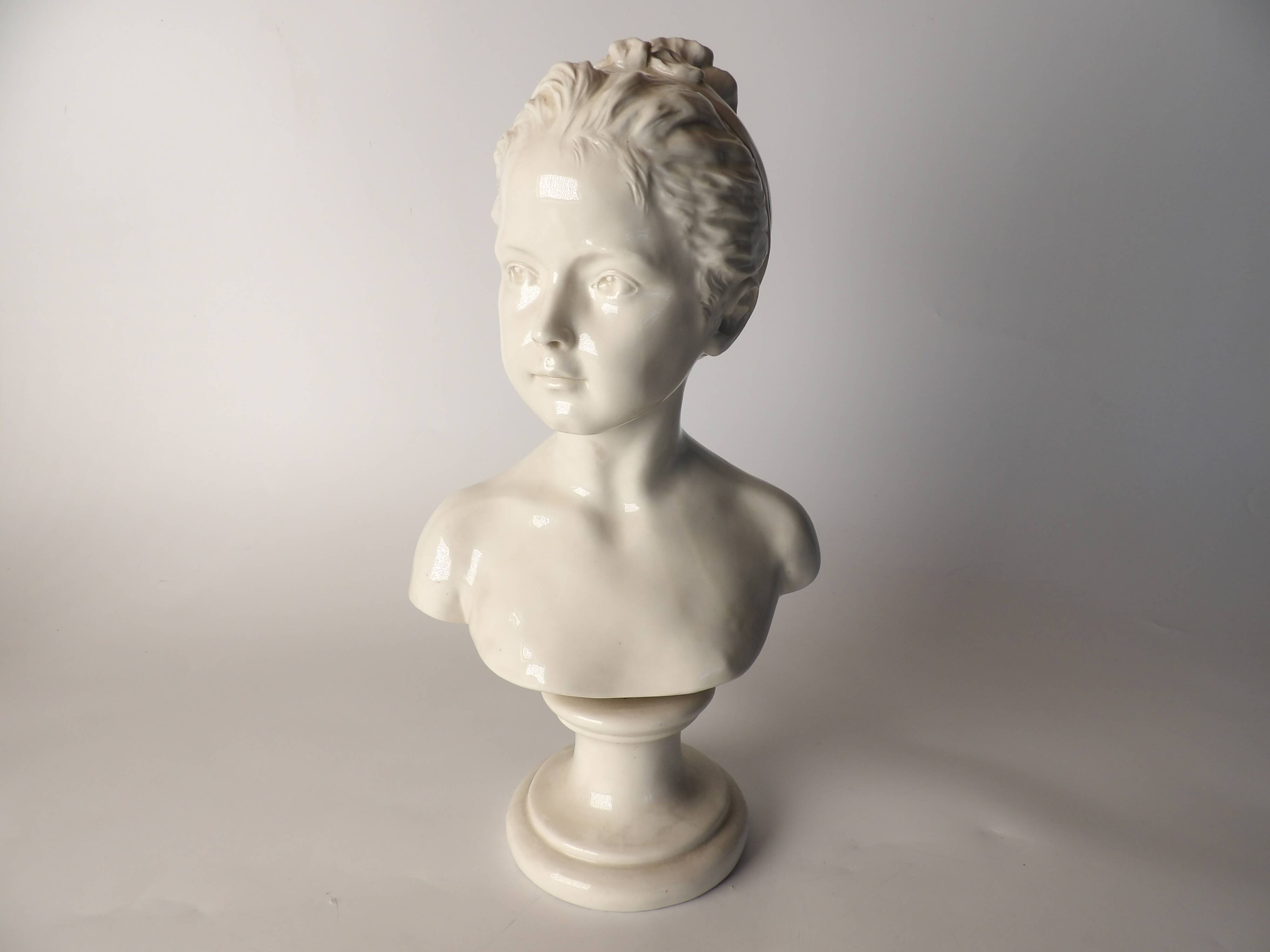 Ceramic bust of a woman after houdon