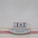 Set of 2 blue and red Basque breakfast cups with Basque cross