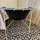 Designer armchair with a black shell – metal frame