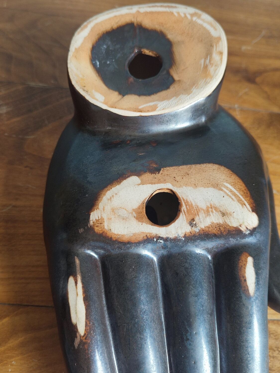 Empty vintage ceramic hand pocket