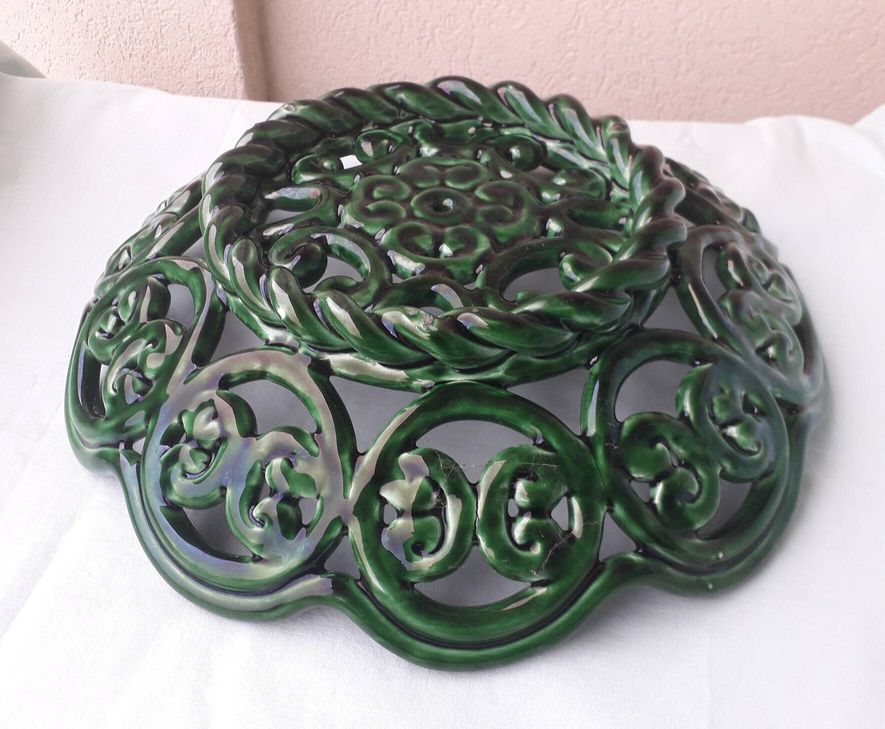 Green ceramic bowl