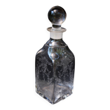 Acid Echted Decantor Whiskey or Brandy Rectangular Decanter Monogram WW Dime