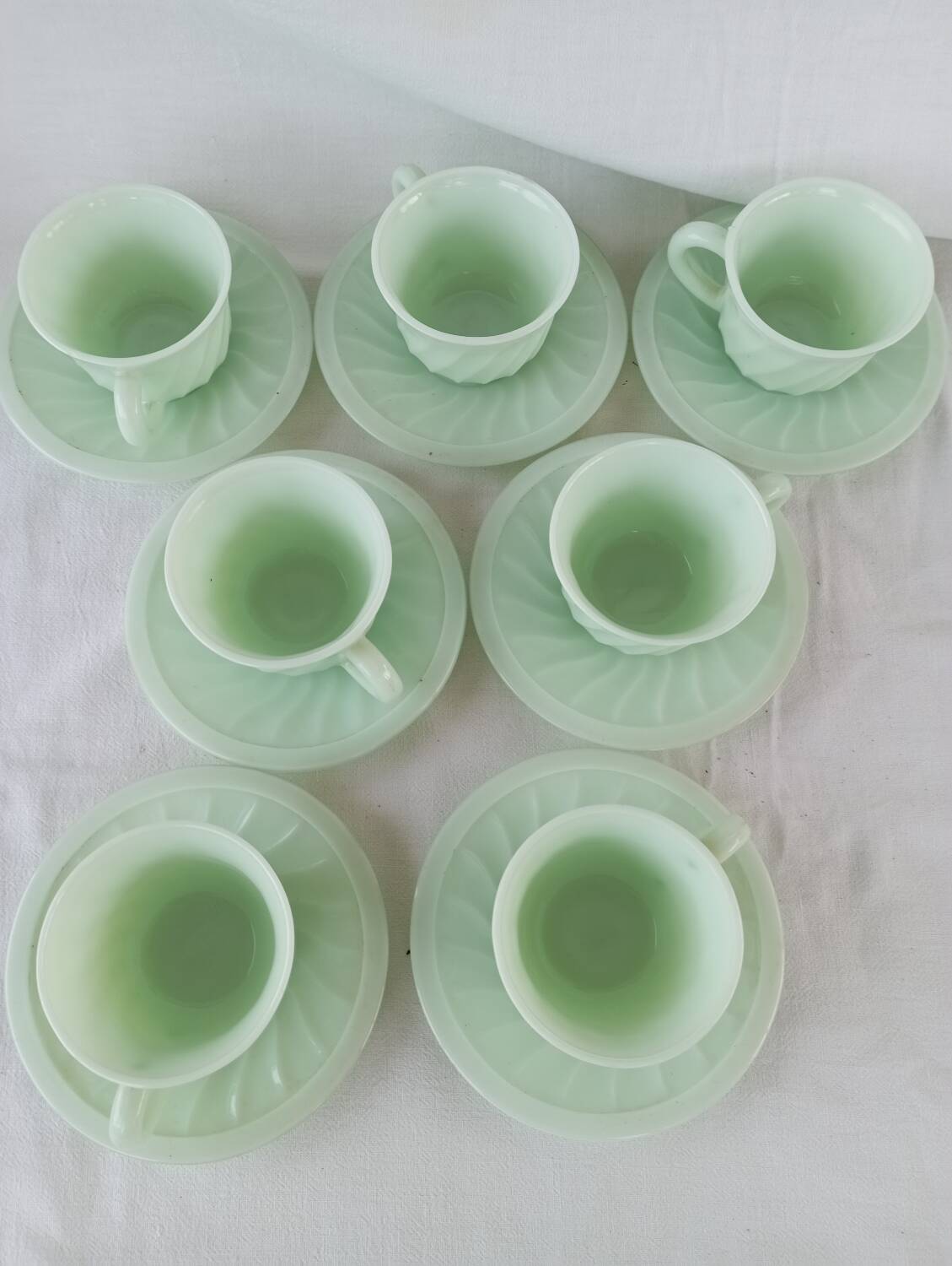 Mint green opaline cups