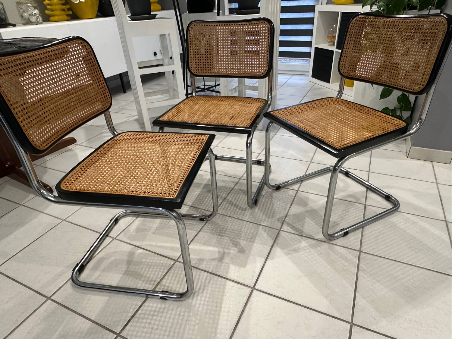 Set of 3 Cesca B32 chairs by Marcel Breuer, 1984.