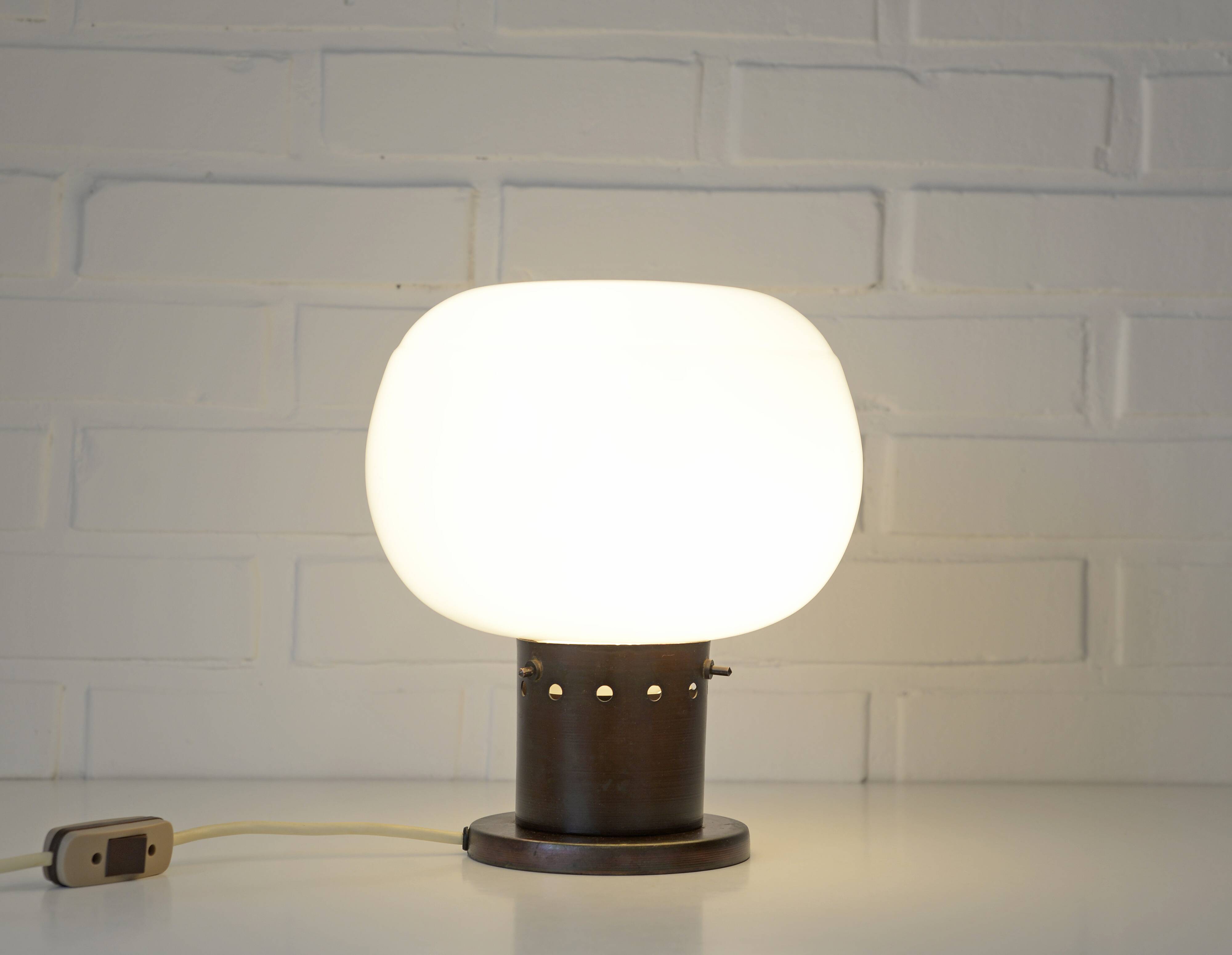 Vintage copper floor lamp brutalist mid century modern mushroom table light