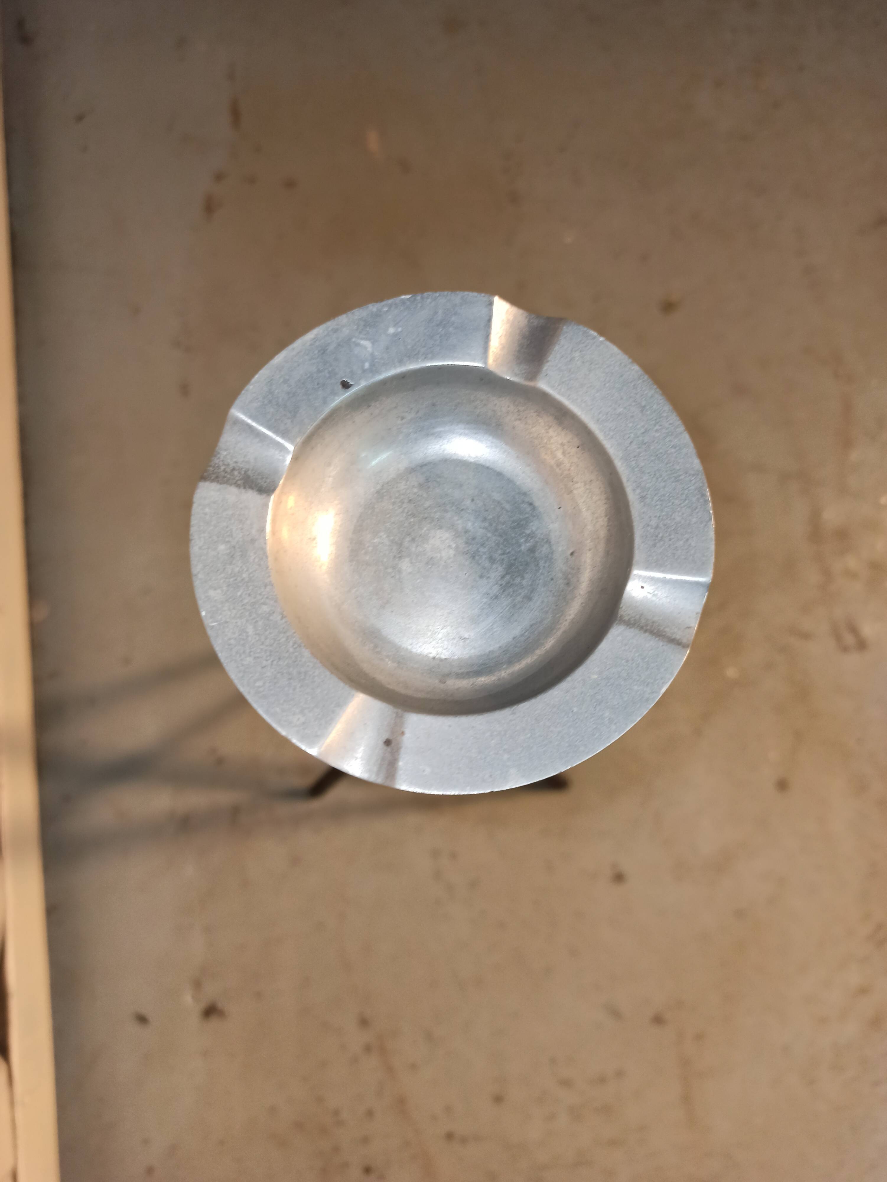 Standing ashtray wrought iron base cast aluminum ashtray