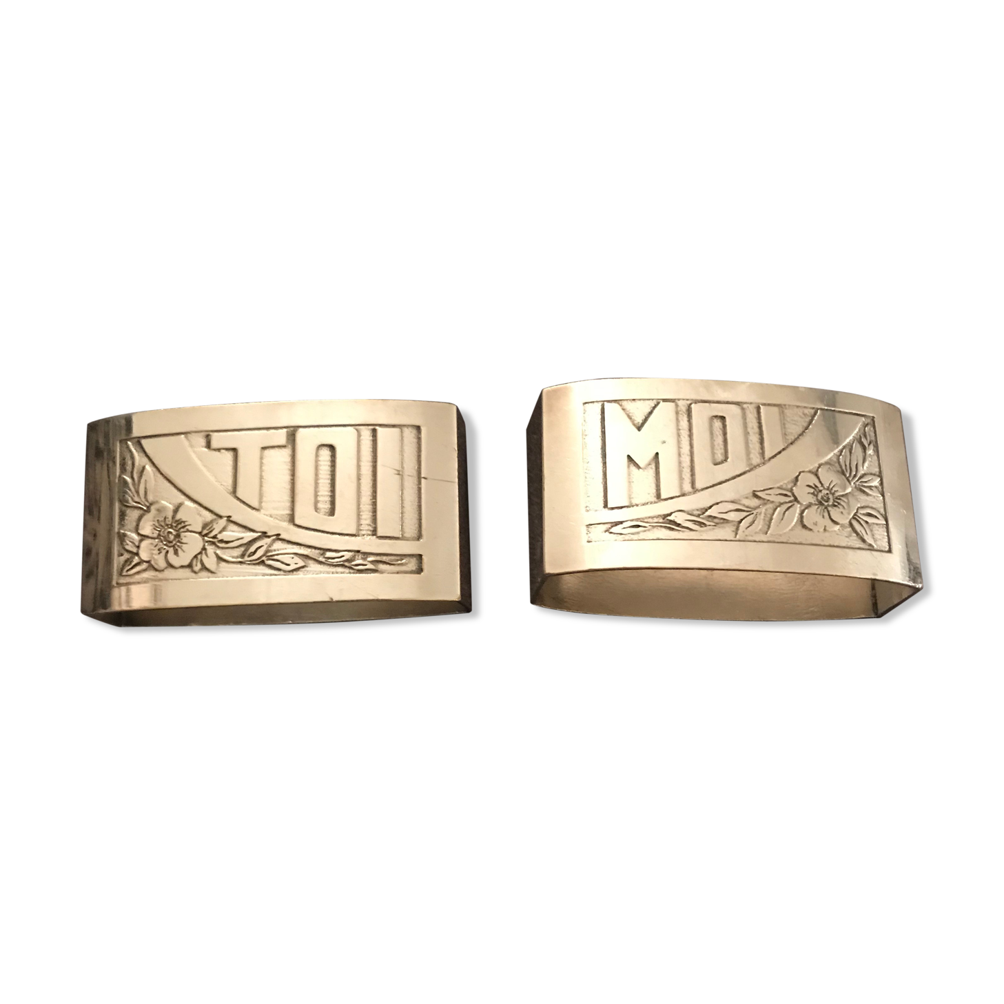 Towel round duo You and Me silver metal
